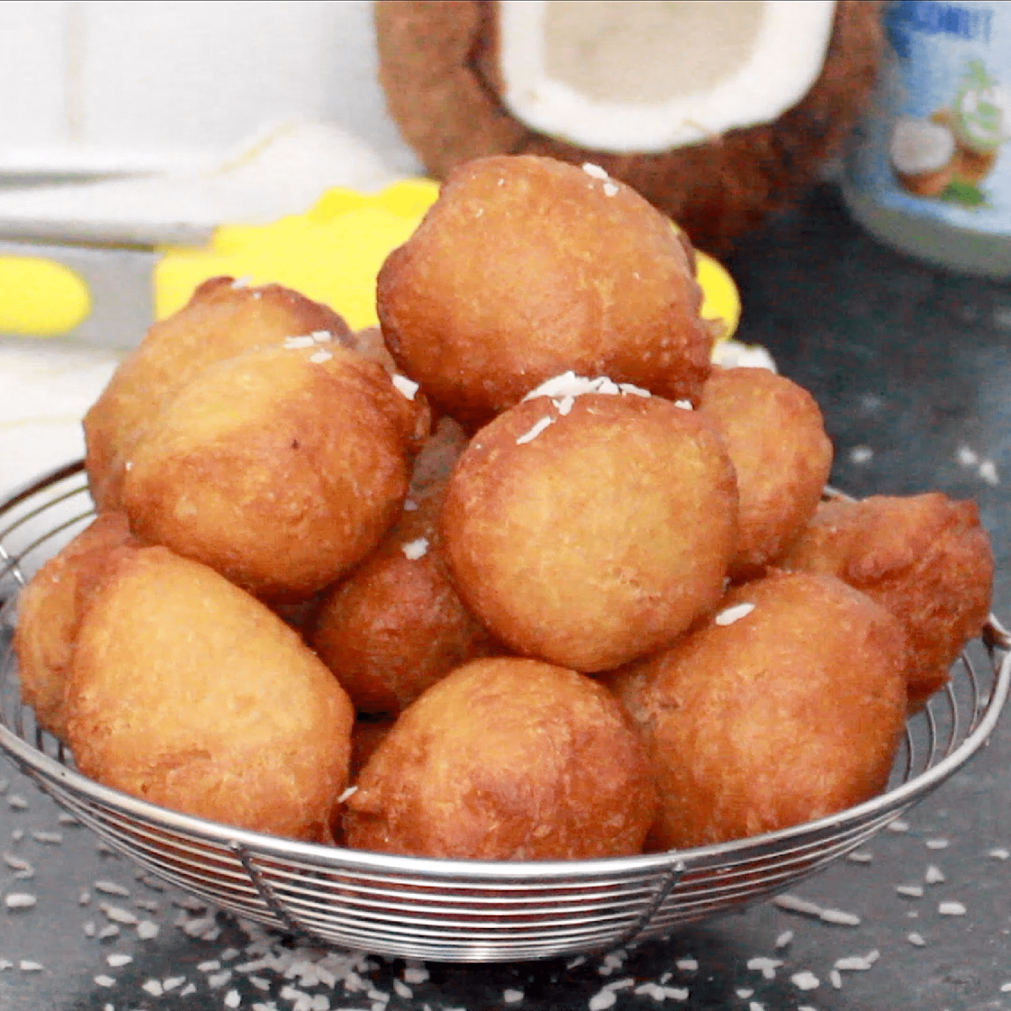 Puff-Puff with Coconut Flakes